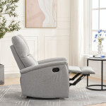 Relaxační křeslo, manuální ovládání, světle šedá látka