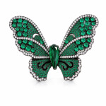 Brož se smaragdovými Swarovski krystaly Sabrina, Zelená