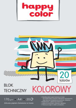 Happy Color Barevné papíry Blok technický A4 170 g 20 listů