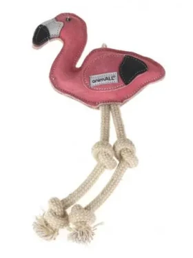 AnimALL Hračka Plameňák kůže s provazem růžový 18x36 cm (110300)