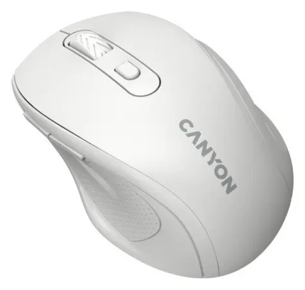 Canyon OnClick 20 bílá / Optická bezdrátová myš / tichá / 1600 dpi / 6 tlačítek / 2,4 GHz (CNE-CMSW20W)
