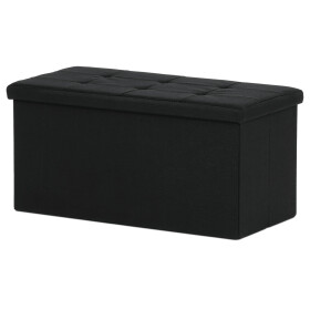 Taburet s úložným prostorem, černá, látka, TAB-462 BK2