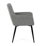 Židle jídelní, světle šedá látka, černý kov