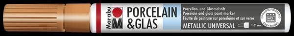 Marabu Popisovač na sklo/porcelán 1-2 mm - měděný