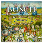 Nástěnný poznámkový kalendář 2026 NOTIQUE - Hieronymus Bosch, 30 x 30 cm