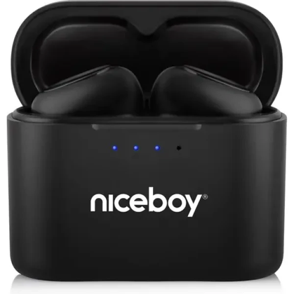 Niceboy HIVE Podsie 4 černá / Bezdrátová sluchátka s mikrofonem / TWS / Bluetooth 5.4 / IP54 / nabíjecí pouzdro (hive-podsie-4-black)