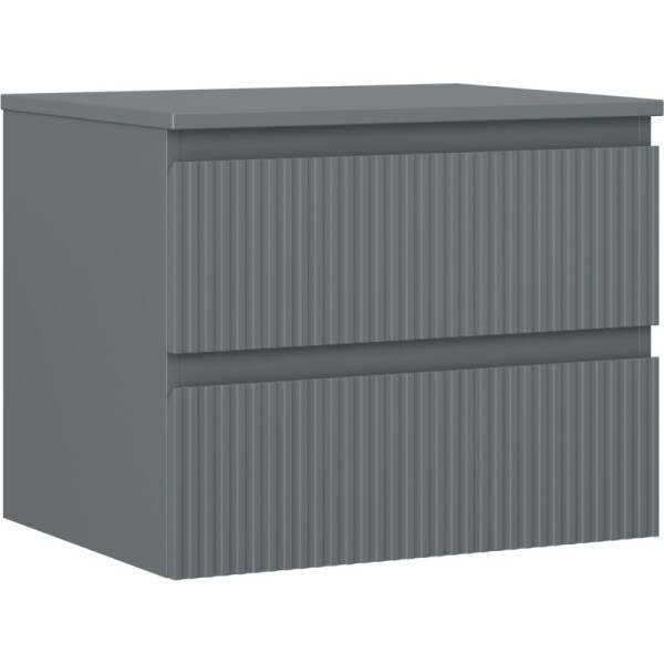 MEXEN/S - Rivel koupelnová skříňka pod umyvadlo 60 cm s deskou, 2 zásuvky, reliéf , grafit mat 91A20-06047-2-BFFC66