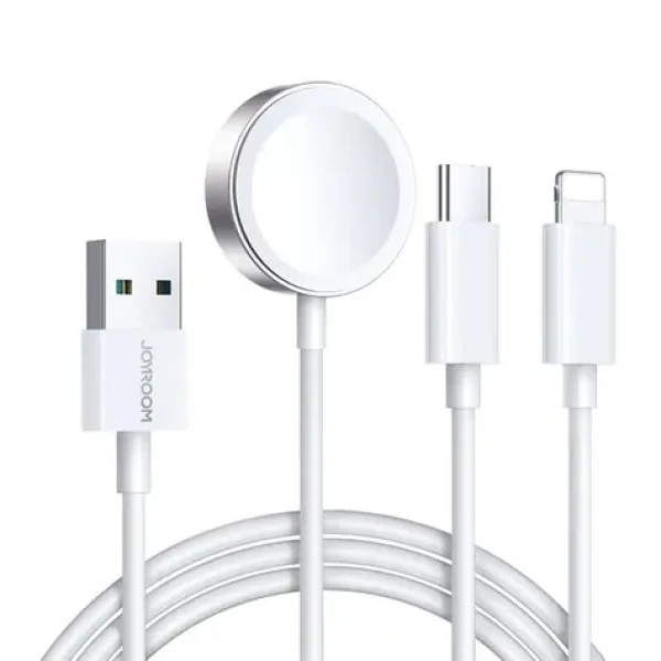 Joyroom S-IW008 Kabel USB-A (M) - Lightning (M) + USB-C (M) + magnetická nabíječka 1.2m bílá (S-IW008)