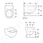 GEBERIT - Acanto Závěsné WC, Rimfree, s KeraTect, bílá 500.600.01.8