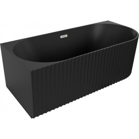 MEXEN/S - Gia volně stojící rohová vana reliéf levá 150 x 75, černá mat, sifon a přepad nikl kartáčovaný 52701507571L-97