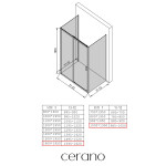 CERANO - Třístěnný sprchový kout Varone LINE U L/P - 6 mm - černá matná, grafitové sklo - 160x100x195 - posuvný CER-8050BD7896