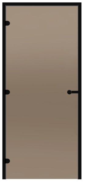 Dveře do parní sauny ALU HARVIA 8x21, bronzové 790x2090 mm, černý rám CDA82101BLL