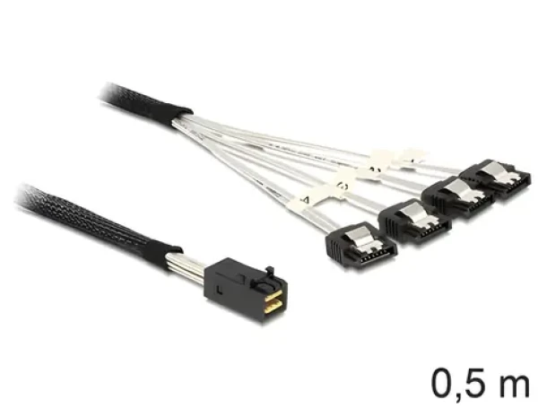 DeLock Mini SAS HD SFF-8643 / Kabel / 4x SATA 7-pin / St/St / 0,5 m (83392)