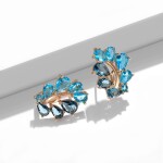 Náušnice Swarovski Elements Leah Blue - květina, Modrá