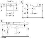 DURAVIT - Vero Umyvadlo na desku, 50x47 cm, s přepadem, s otvorem pro baterii, WonderGliss, bílá 04525000001