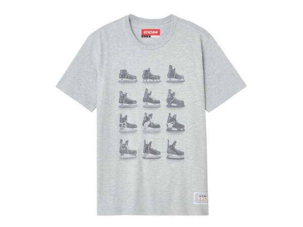 Pánská Tričko CCM 125 Anniversary Skates Short Sleeve TEE Athletic Grey Velikost: