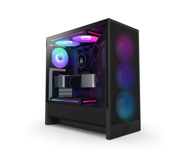 NZXT skříň H5 Flow RGB edition / 1x360 mm RGB core fan / 1x120mm / USB 3.0 / USB-C 3.1 / průhledná bočnice / mesh /černá EDF_558027