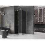 MEXEN/S - Velar L sprchový kout, posuvné dveře 100 x 100, grafit, zlato 871-100-100-43-50