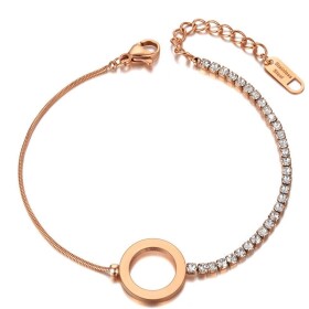 Ocelový náramek se zirkony Becky Gold, Zlatá 17 cm + 4 cm (prodloužení)