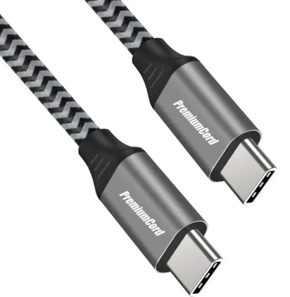 PremiumCord Kabel USB-C M/M černá / Datový kabel / 100W / 20V/5A / 480Mbps / bavlněný oplet / 0,5m (ku31cw05)