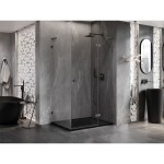 MEXEN/S - Lunar L sprchový kout dveře křídlové pravá 80 x 90, transparent, grafit kartáčovaná 834L-080-090-66-00-P