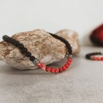 Pánský náhrdelník Sebastien - 8 mm červený jaspis, onyx, Červená 50 cm