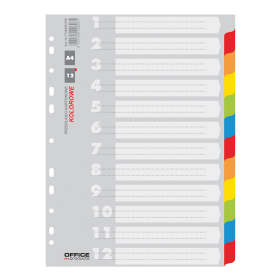 Office Products rozlišovač číselný 1-12, A4, karton, 12 listů, mix barev
