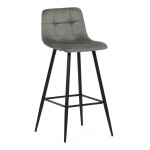 Židle barová, zelená látka, čtyřnohá kovová podnož, černý mat