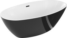 MEXEN - Eris vana volně stojící 180x95 cm, bílá/černá, černý sifon 53441809575-B