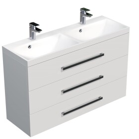 Koupelnová skříňka s dvojumyvadlem SAT Cube Way 120x76,5x40 cm bílá lesk CUBE21203BL CUBE21203BL