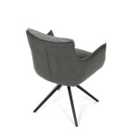 Židle jídelní, šedá látka, 360° vratný mechanismus, černý kov