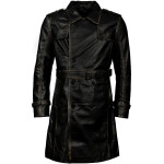 Pánský Kožený Kabát Edwin Rub Off Brixton Černý Velikost: L