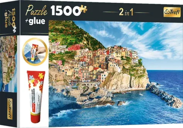 Trefl - Puzzle - Sada 2v1 Manarola, Ligurie, Itálie s lepidlem
