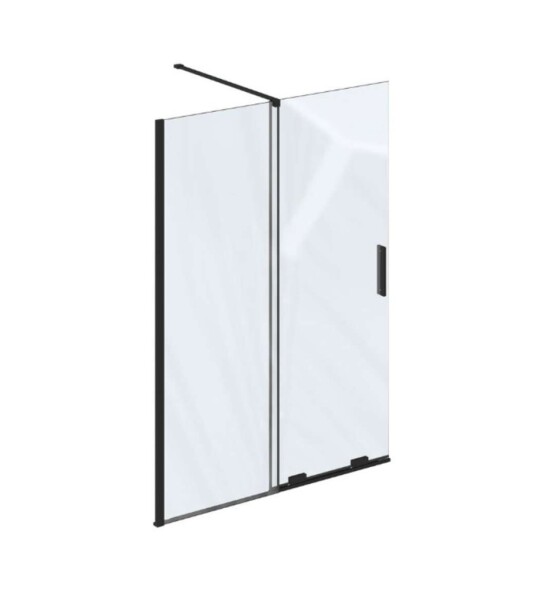 RAVAK - Roll Sprchová stěna Walk-In 100x195 cm, černá/čiré sklo X9WVA0300Z1