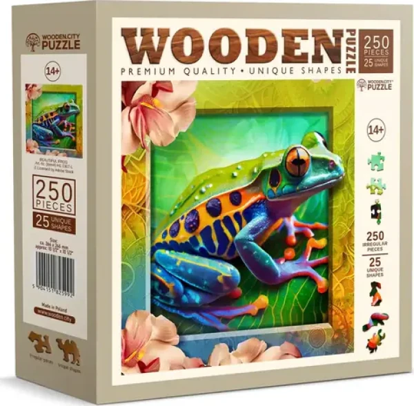 WOODEN CITY Dřevěné puzzle Barevná žabka 250 dílků