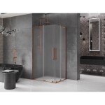 MEXEN/S - Velar L Duo sprchový kout, posuvné dveře 100 x 90, dekor, růžové zlato 871-100-090-02-33-60