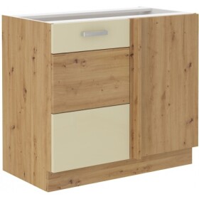 Spodní rohová skříňka Artisan 105 DN 1F BB Barva korpusu: Dub artisan, Barva dvířek: Krémový lesk