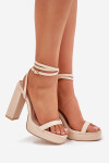Dámské Sandály Na Podpatku S Páskem Béžové Fevenne 41