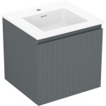 MEXEN/S - Rivel koupelnová skříňka 50 cm s umyvadlem Otis, 1 šuplík, reliéf , grafit mat/bílá mat 91A20-05047-1-BF66-W18M01