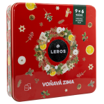 Leros Voňavá zima červený dárkový plechový box 9x6ks