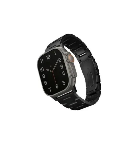 UNIQ Osta článkový ocelový řemínek pro Apple Watch 49 45 44 42 mm - MIDNIGHT (černá) (8886463684634)