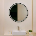 Kielle - Idolio Zrcadlo s LED osvětlením a vyhříváním, průměr 80 cm, černá 50324044