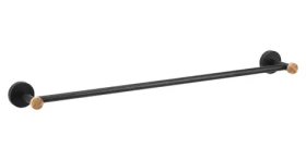 MSV IANA nástěnný držák na ručníky černý / ocel / bambus / 65,2 cm