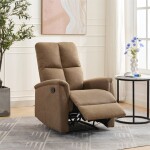 Relaxační křeslo, manuální ovládání, hnědá látka