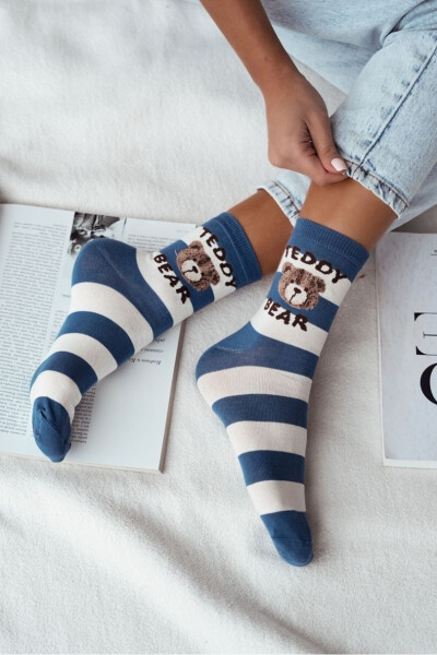 DÁMSKÉ PONOŽKY S MEDVÍDKEM/PROUŽKEM 0200.146 JEANS 37-41
