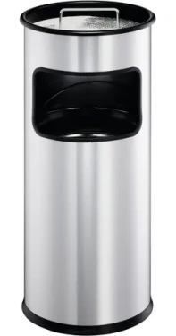 Durable Odpadkový koš s popelníkem kulatý stříbrná / Odpadkový koš / kov / 17 l / O26 cm (333023)