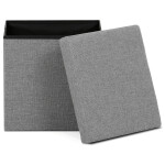 Taburet s úložným prostorem, šedá, látka, TAB-461 GREY2