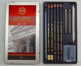 Koh-i-noor kreslířská umělecká souprava GIOCONDA pro černobílou kresbu 10 ks v plechové kr