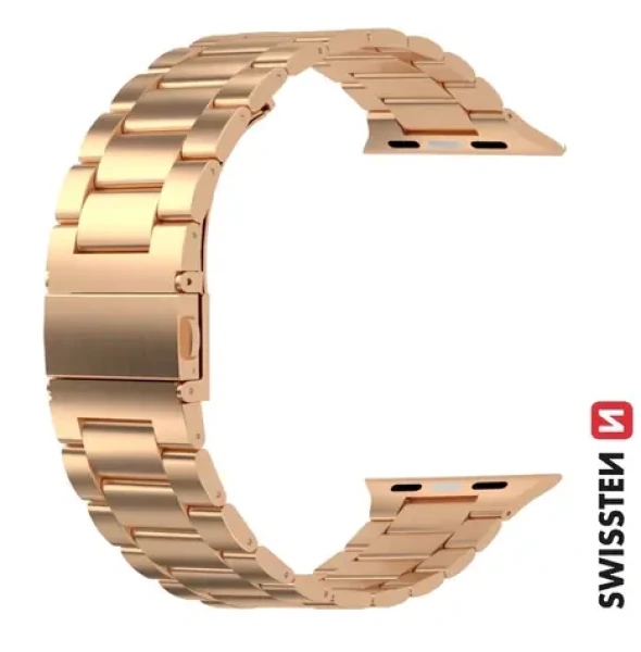 SWISSTEN Kovový řemínek pro APPLE WATCH 42-44 mm růžovo-zlatá (46000313)