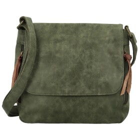 Trendy dámská koženková crossbody kabelka Anelise, tmavě zelená